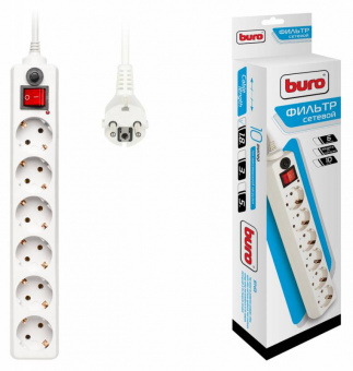 Сетевой фильтр Buro 600SH-1.8-W 1.8м (6 розеток) белый (коробка) - купить недорого с доставкой в интернет-магазине