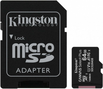 Флеш карта microSDXC 64Gb Class10 Kingston SDCS2/64GB Canvas Select Plus + adapter - купить недорого с доставкой в интернет-магазине
