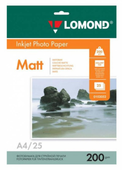 Фотобумага Lomond 0102052 A4/200г/м2/25л./белый матовое/матовое для струйной печати - купить недорого с доставкой в интернет-магазине