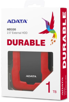 Жесткий диск A-Data USB 3.0 1Tb AHD330-1TU31-CRD HD330 DashDrive Durable 2.5" красный - купить недорого с доставкой в интернет-магазине