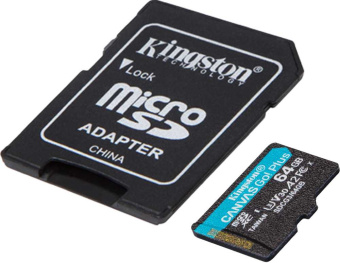 Флеш карта microSDXC 64Gb Class10 Kingston SDCG3/64GB Canvas Go! Plus + adapter - купить недорого с доставкой в интернет-магазине