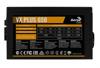 Блок питания Aerocool ATX 650W VX PLUS 650W (24+4+4pin) 120mm fan 3xSATA RTL - купить недорого с доставкой в интернет-магазине