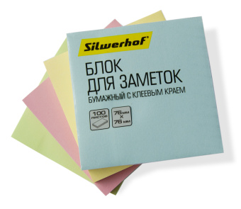 Блок самоклеящийся бумажный Silwerhof 682156-04 76x76мм 100лист. 75г/м2 пастель голубой - купить недорого с доставкой в интернет-магазине