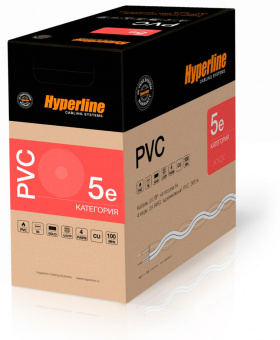 Кабель информационный Hyperline UUTP4-C5E-S24-IN-PVC-OR-305 кат.5E U/UTP 4X2X24AWG PVC внутренний 305м оранжевый - купить недорого с доставкой в интернет-магазине