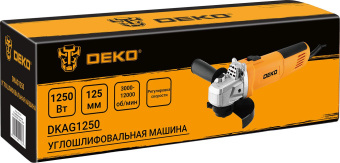Углошлифовальная машина Deko DKAG1250 1250Вт 11000об/мин рез.шпин.:M14 d=125мм - купить недорого с доставкой в интернет-магазине