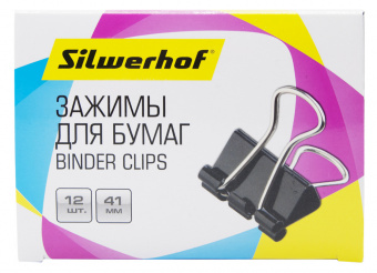 Зажимы Silwerhof 510017 сталь 41мм черный (упак.:12шт) картонная коробка - купить недорого с доставкой в интернет-магазине