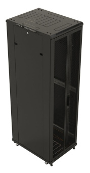 Шкаф коммутационный Hyperline (TTB-3268-DD-RAL9004) напольный 32U 600x800мм пер.дв.перфор. задн.дв.перфор. 2 бок.пан. 800кг черный 710мм 1610мм IP20 сталь - купить недорого с доставкой в интернет-магазине