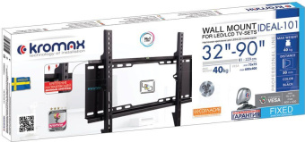 Кронштейн для телевизора Kromax IDEAL-101 черный 32"-90" макс.40кг настенный фиксированный - купить недорого с доставкой в интернет-магазине