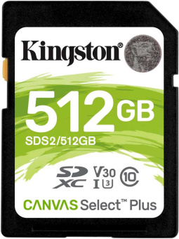 Флеш карта SDXC 512Gb Class10 Kingston SDS2/512GB Canvas Select Plus w/o adapter - купить недорого с доставкой в интернет-магазине