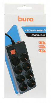 Сетевой фильтр Buro 800SH-1.8-B 1.8м (8 розеток) черный (коробка) - купить недорого с доставкой в интернет-магазине