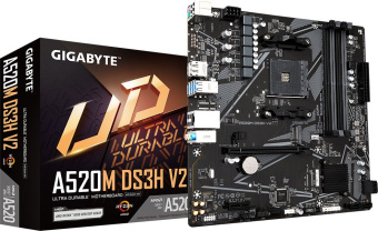 Материнская плата Gigabyte A520M DS3H V2 Soc-AM4 AMD A520 4xDDR4 mATX AC`97 8ch(7.1) GbLAN RAID+HDMI+DP - купить недорого с доставкой в интернет-магазине