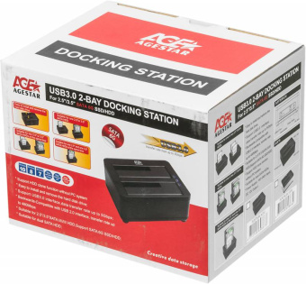Док-станция для HDD AgeStar 3UBT8 SATA III USB3.0 пластик/алюминий серебристый 2 - купить недорого с доставкой в интернет-магазине