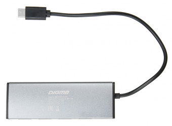 Разветвитель USB-C Digma HUB-4U2.0-UC-DS 4порт. серебристый - купить недорого с доставкой в интернет-магазине
