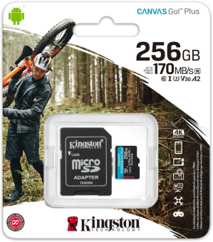 Флеш карта microSDXC 256Gb Class10 Kingston SDCG3/256GB Canvas Go! Plus + adapter - купить недорого с доставкой в интернет-магазине