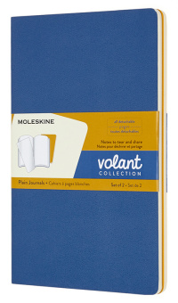 Блокнот Moleskine VOLANT QP723B41M17 Large 130х210мм 96стр. нелинованный мягкая обложка синий/желтый янтарный (2шт) - купить недорого с доставкой в интернет-магазине