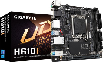 Материнская плата Gigabyte H610I Soc-1700 Intel H610 2xDDR5 mini-ITX AC`97 8ch(7.1) GbLAN+VGA+HDMI+DP - купить недорого с доставкой в интернет-магазине