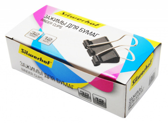 Зажимы Silwerhof 510016 сталь 32мм черный (упак.:12шт) картонная коробка - купить недорого с доставкой в интернет-магазине