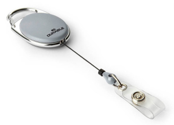 Рулетка для бейджа Durable 8324-10 80см карабин овальный серый (упак.:10шт) - купить недорого с доставкой в интернет-магазине