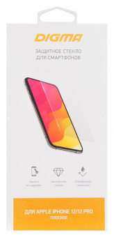 Защитное стекло для экрана Digma для Apple iPhone 12/12 Pro прозрачная 1шт. (DGG1AP12PA) - купить недорого с доставкой в интернет-магазине