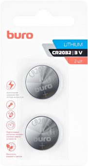 Батарея Buro Lithium CR2032 (2шт) блистер - купить недорого с доставкой в интернет-магазине