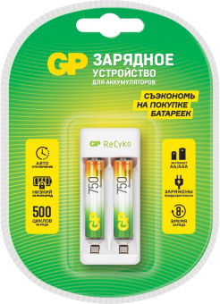 Зарядное устройство GP Rechargeable E211/75AAAHCCS-2CR1 AA/AAA NiMH 750mAh (2шт) блистер - купить недорого с доставкой в интернет-магазине