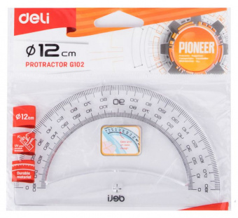 Транспортир Deli Pioneer EG10212 пластик дл.12см прозрачный градуировка УФ чернила европодвес - купить недорого с доставкой в интернет-магазине