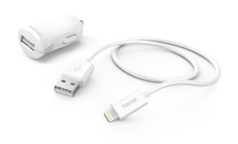 Комплект зар./устр. Hama H-183266 2.4A для Apple кабель Apple Lightning белый (00183266) - купить недорого с доставкой в интернет-магазине