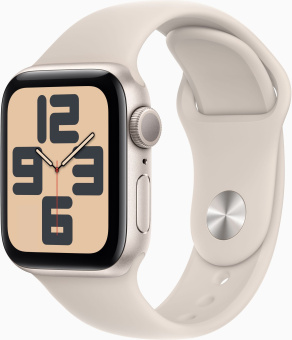 Смарт-часы Apple Watch SE 2023 A2722 40мм OLED корп.сияющая звезда Sport Band рем.сияющая звезда разм.брасл.:S/M (MR9U3LL/A) - купить недорого с доставкой в интернет-магазине