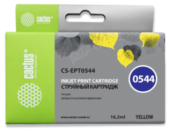 Картридж струйный Cactus CS-EPT0544 T0544 желтый (16.2мл) для Epson Stylus Photo R800/R1800 - купить недорого с доставкой в интернет-магазине