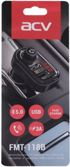 Автомобильный FM-модулятор ACV FMT-118B черный BT USB (37399) - купить недорого с доставкой в интернет-магазине