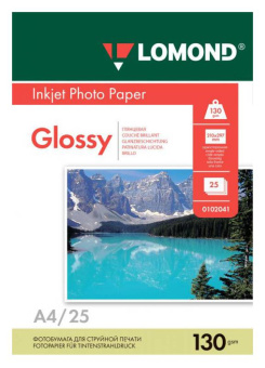 Фотобумага Lomond 0102041 A4/130г/м2/25л./белый глянцевое для струйной печати - купить недорого с доставкой в интернет-магазине