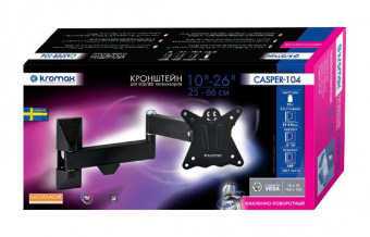 Кронштейн для телевизора Kromax CASPER-104 черный 10"-32" макс.25кг настенный поворот и наклон - купить недорого с доставкой в интернет-магазине