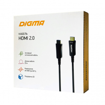 Кабель аудио-видео Digma HDMI 2.0 AOC HDMI (m)/HDMI (m) 20м. Позолоченные контакты черный (BHP AOC 2.0-20) - купить недорого с доставкой в интернет-магазине