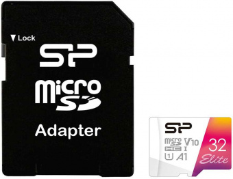 Флеш карта microSDHC 32Gb Class10 Silicon Power SP032GBSTHBV1V20SP Elite + adapter - купить недорого с доставкой в интернет-магазине