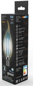 Лампа филам. Gauss Filament 5Вт цок.:E14 свеча 220B 4100K св.свеч.бел.нейт. (упак.:1шт) (104801805) - купить недорого с доставкой в интернет-магазине