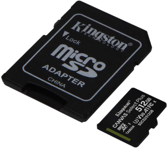 Флеш карта microSDXC 512Gb Kingston SDCS2/512GB Canvas Select Plus + adapter - купить недорого с доставкой в интернет-магазине