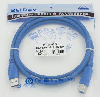 Кабель USB 3.0 A(m) USB 3.0 B (m) 1.5м синий - купить недорого с доставкой в интернет-магазине