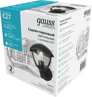 Светильник садово-парк. Gauss GD027 60Вт ламп.:1шт светодиод.лампа черный - купить недорого с доставкой в интернет-магазине