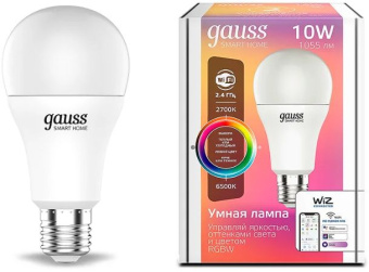 Умная лампа Gauss IoT Smart Home E27 10Вт 1055lm Wi-Fi (упак.:1шт) (1180112) - купить недорого с доставкой в интернет-магазине