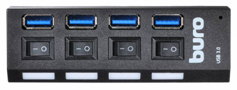 Разветвитель USB 3.0 Buro BU-HUB4-U3.0-L 4порт. черный - купить недорого с доставкой в интернет-магазине