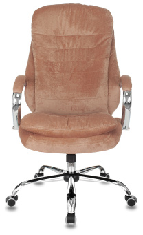Кресло руководителя Бюрократ T-9950SL Fabric светло-коричневый Velvet 90 крестов. металл хром - купить недорого с доставкой в интернет-магазине