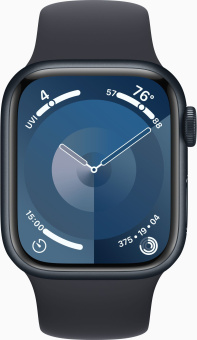 Смарт-часы Apple Watch Series 9 A2978 41мм OLED корп.темная ночь Sport Band рем.темная ночь разм.брасл.:150-200мм (MR8X3ZP/A) - купить недорого с доставкой в интернет-магазине