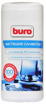 Салфетки Buro BU-Ascreen для экранов мониторов/плазменных/ЖК телевизоров/ноутбуков туба 100шт влажных - купить недорого с доставкой в интернет-магазине
