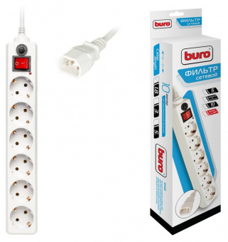 Сетевой фильтр Buro 600SH-1.8-UPS-W 1.8м (6 розеток) белый (коробка) - купить недорого с доставкой в интернет-магазине