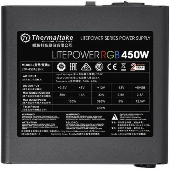 Блок питания Thermaltake ATX 450W Litepower RGB 450 (24+4+4pin) APFC PPFC 120mm fan color LED 4xSATA RTL - купить недорого с доставкой в интернет-магазине