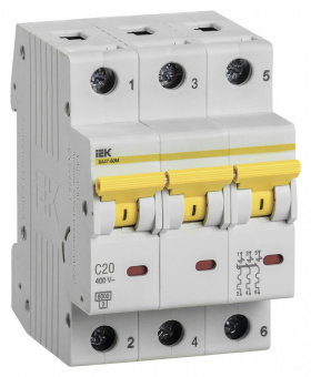 Выключатель автоматический IEK MVA31-3-020-C 20A тип C 6kA 3П 400В 3мод белый (упак.:1шт) - купить недорого с доставкой в интернет-магазине