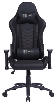 Кресло игровое Cactus с RGB-подсветкой черный/красный эко.кожа с подголов. крестов. сталь - купить недорого с доставкой в интернет-магазине