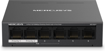 Коммутатор Mercusys MS106LP 6x100Мбит/с 4PoE+ 40W неуправляемый - купить недорого с доставкой в интернет-магазине