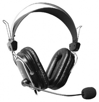 Наушники с микрофоном A4Tech HS-60 черный 2.5м мониторные оголовье - купить недорого с доставкой в интернет-магазине