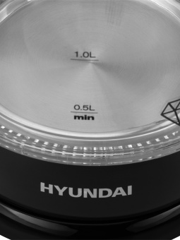 Чайник электрический Hyundai HYK-G2011 1.7л. 2200Вт черный корпус: стекло/пластик - купить недорого с доставкой в интернет-магазине